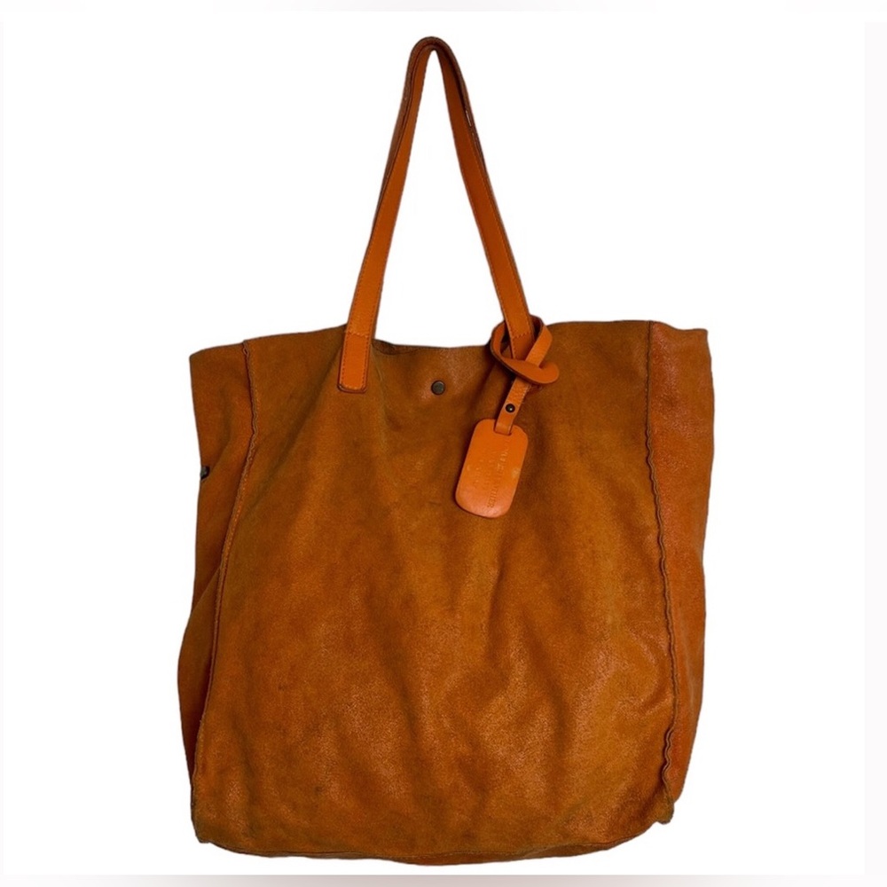 Vera Pelle Suede Leather Tote Large Carmel Italian Bag, Purse